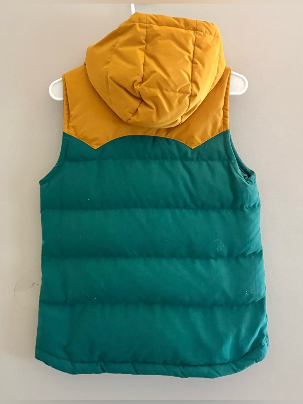 Patagonia Bivy Hooded Down Vest Arbor Green/Mustard | Size M - Picture 7 of 10